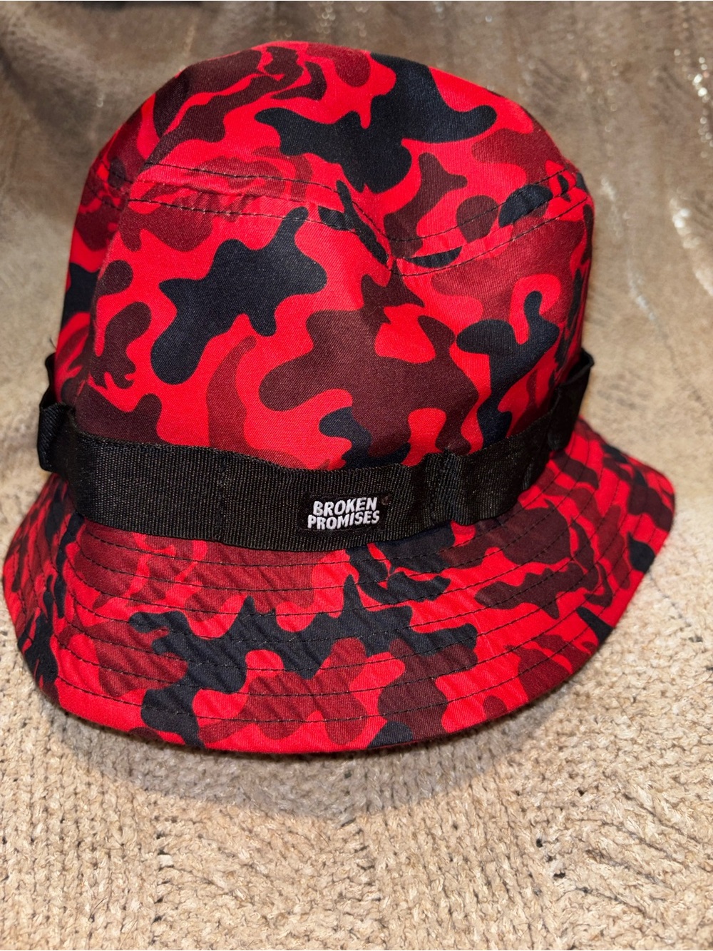 Broken Promises Red & Black Camo Bucket Hat OS